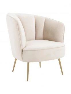 Westwing Collection Samt-Cocktailsessel Louise in Beige, B 76 x T 75 cm