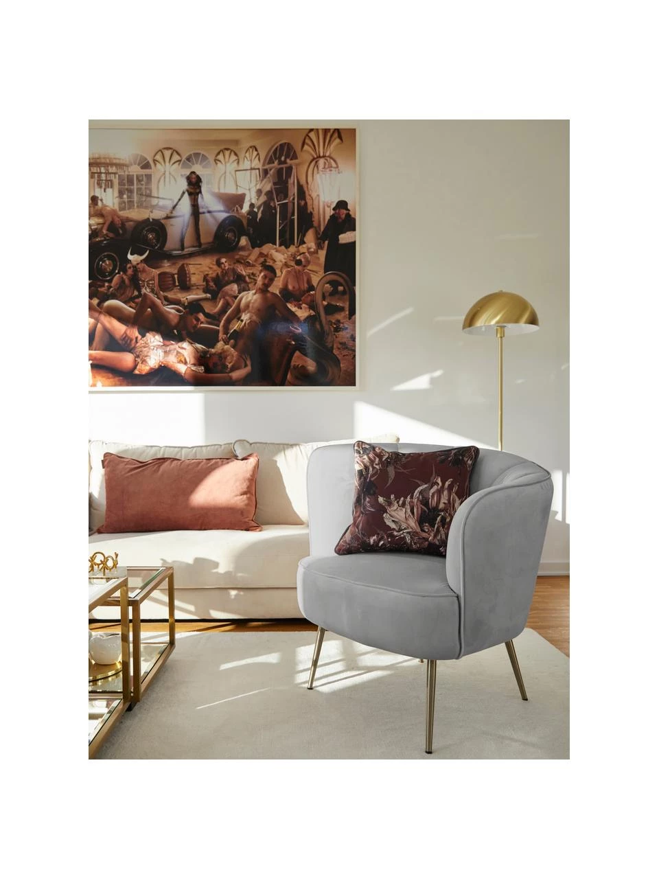 Westwing Collection Samt-Cocktailsessel Louise in Hellgrau, B 76 x T 75 cm 3 Westwing Collection Samt-Cocktailsessel Louise in Hellgrau, B 76 x T 75 cm – Bild 3