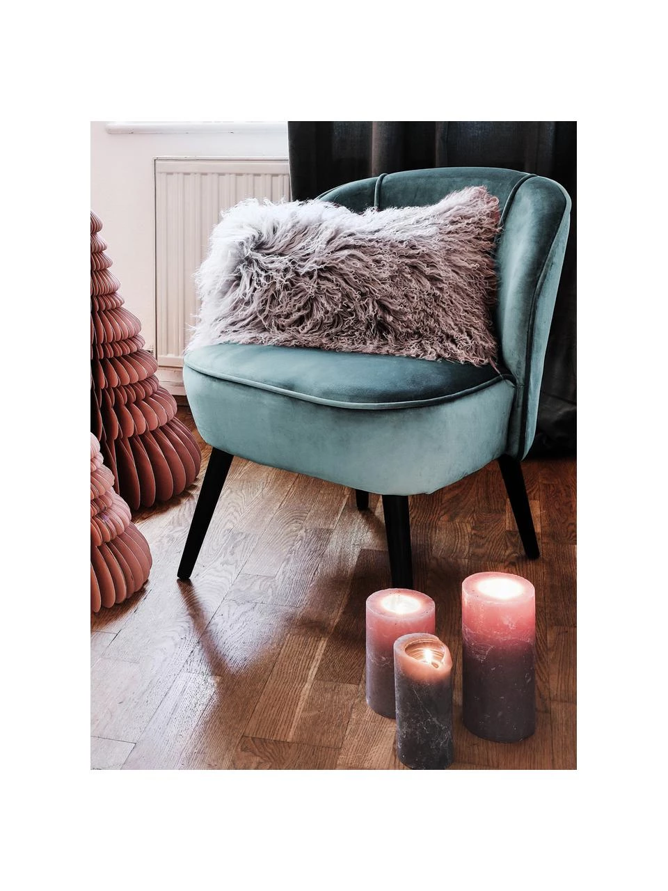 Anderson Samt-Cocktailsessel Lucky in Blaugrün, B 59 x T 68 cm 2 Anderson Samt-Cocktailsessel Lucky in Blaugrün, B 59 x T 68 cm – Bild 2