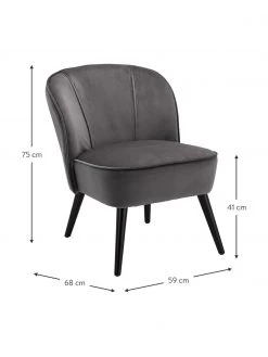 Anderson Samt-Cocktailsessel Lucky in Grau, B 59 x T 68 cm -Schlafzimmer Verkäufe 2022 Samt Cocktailsessel Lucky in Grau 2