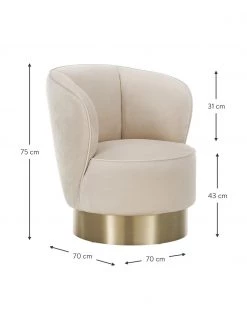 Westwing Collection Samt-Cocktailsessel Olivia in Beige, B 70 x T 70 cm -Schlafzimmer Verkäufe 2022 Samt Cocktailsessel Olivia in Beige 2