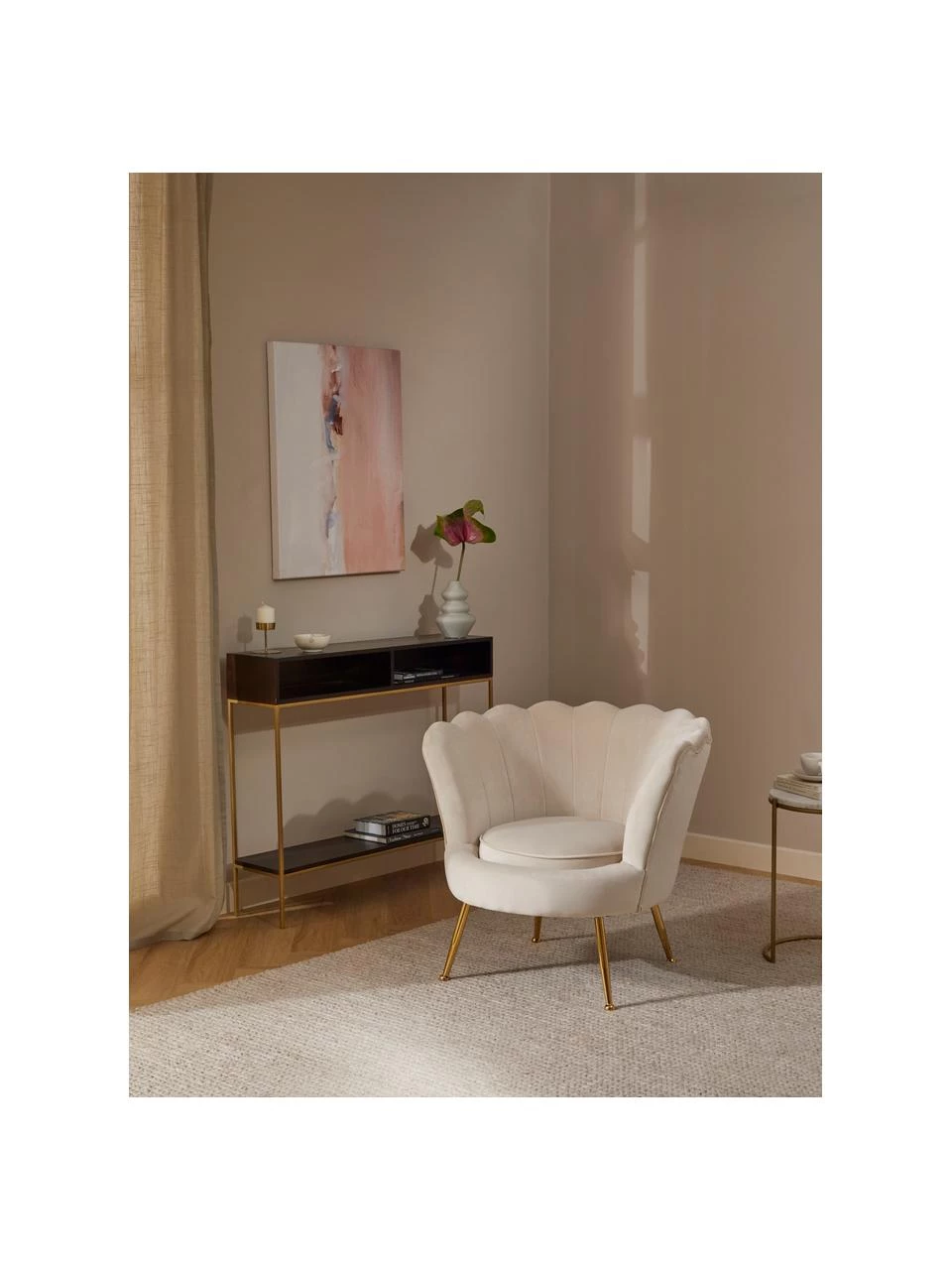 Westwing Collection Samt-Cocktailsessel Oyster in Beige, B 81 x T 78 cm 2 Westwing Collection Samt-Cocktailsessel Oyster in Beige, B 81 x T 78 cm – Bild 2