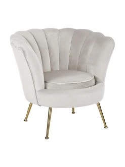 Westwing Collection Samt-Cocktailsessel Oyster in Beige, B 81 x T 78 cm