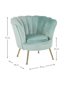 Westwing Collection Samt-Cocktailsessel Oyster in T&uuml;rkis, B 81 x T 78 cm -Schlafzimmer Verkäufe 2022 Samt Cocktailsessel Oyster in Turkis 2