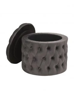 Westwing Collection Samt-Hocker Chiara mit Stauraum in Dunkelgrau, Ø 50 x H 42 cm -Schlafzimmer Verkäufe 2022 Samt Hocker Chiara mit Stauraum in Dunkelgrau 3