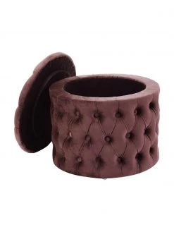 Westwing Collection Samt-Hocker Chiara mit Stauraum in Rostbraun, Ø 50 x H 42 cm -Schlafzimmer Verkäufe 2022 Samt Hocker Chiara mit Stauraum in Rostbraun 3