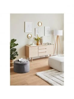 Samt-Hocker Retina mit Stauraum in Grau, Ø 60 x H 35 cm -Schlafzimmer Verkäufe 2022 Samt Hocker Retina mit Stauraum in Grau 2