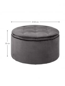 Samt-Hocker Retina mit Stauraum in Grau, Ø 60 x H 35 cm -Schlafzimmer Verkäufe 2022 Samt Hocker Retina mit Stauraum in Grau 3