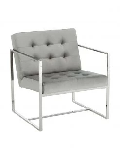 Westwing Collection Samt-Loungesessel Manhattan in Grau, B 70 x T 72 cm