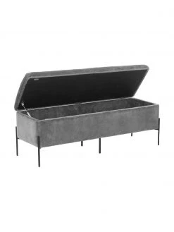 Westwing Collection Samt-Polsterbank Harper mit Stauraum in Dunkelgrau, B 140 x H 45 cm -Schlafzimmer Verkäufe 2022 Samt Polsterbank Harper mit Stauraum in Dunkelgrau 3