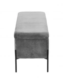 Westwing Collection Samt-Polsterbank Harper mit Stauraum in Dunkelgrau, B 140 x H 45 cm -Schlafzimmer Verkäufe 2022 Samt Polsterbank Harper mit Stauraum in Dunkelgrau 5