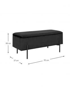 Samt-Polsterbank Woldorf in Schwarz mit Stauraum, B 95 x H 46 cm -Schlafzimmer Verkäufe 2022 Samt Polsterbank Woldorf in Schwarz mit Stauraum 2