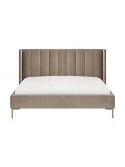 Westwing Collection Samt-Polsterbett Dusk in Braun, 140 x 200 cm -Schlafzimmer Verkäufe 2022 Samt Polsterbett Dusk in Braun 3