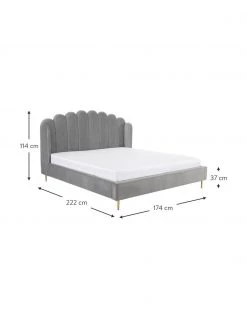 Westwing Collection Samt-Polsterbett Glamour in Grau, 160 x 200 cm -Schlafzimmer Verkäufe 2022 Samt Polsterbett Glamour in Grau 2