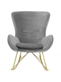 Westwing Collection Samt-Schaukelstuhl Wing in Grau mit Metall-Füßen, B 76 x T 108 cm 10 Westwing Collection Samt-Schaukelstuhl Wing in Grau mit Metall-Füßen, B 76 x T 108 cm -Schlafzimmer Verkäufe 2022 Samt Schaukelstuhl Wing in Grau mit Metall Fussen 4