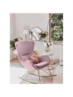Westwing Collection Samt-Schaukelstuhl Wing in Rosa mit Metall-Füßen, B 76 x T 108 cm -Schlafzimmer Verkäufe 2022 Samt Schaukelstuhl Wing in Rosa mit Metall Fussen 3
