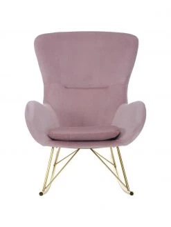 Westwing Collection Samt-Schaukelstuhl Wing in Rosa mit Metall-Füßen, B 76 x T 108 cm -Schlafzimmer Verkäufe 2022 Samt Schaukelstuhl Wing in Rosa mit Metall Fussen 5