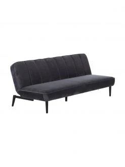 Samt-Schlafsofa Hayley in Grau mit Holz-Füßen, ausklappbar, B 200 x T 89 cm -Schlafzimmer Verkäufe 2022 Samt Schlafsofa Hayley in Grau mit Holz Fussen ausklappbar 2