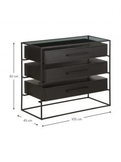 Westwing Collection Schubladenkommode Lyle mit Glasplatte, B 100 x H 82 cm -Schlafzimmer Verkäufe 2022 Schubladenkommode Lyle mit Glasplatte 2