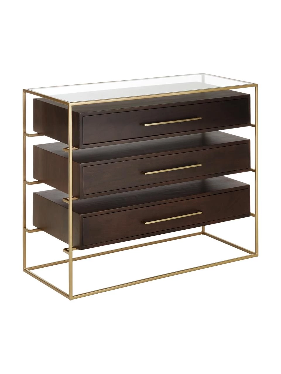 Westwing Collection Schubladenkommode Lyle mit Glasplatte, B 100 x H 82 cm 1 Westwing Collection Schubladenkommode Lyle mit Glasplatte, B 100 x H 82 cm