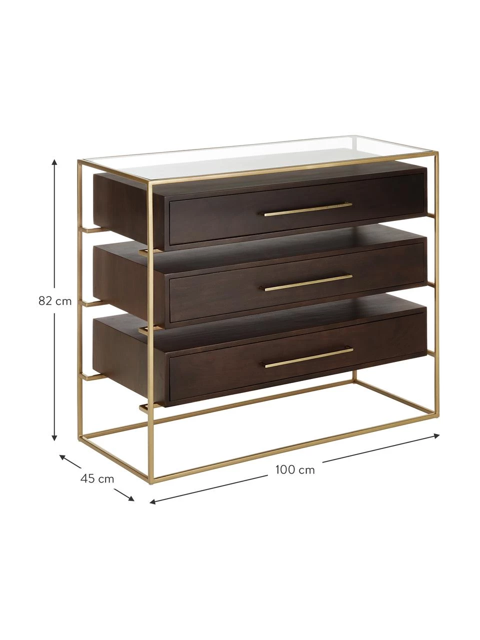 Westwing Collection Schubladenkommode Lyle mit Glasplatte, B 100 x H 82 cm 4 Westwing Collection Schubladenkommode Lyle mit Glasplatte, B 100 x H 82 cm – Bild 4