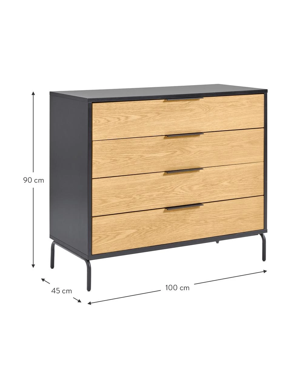 Schubladenkommode Stellar aus Eichenholzfurnier, B 100 x H 90 cm 3 Schubladenkommode Stellar aus Eichenholzfurnier, B 100 x H 90 cm – Bild 3