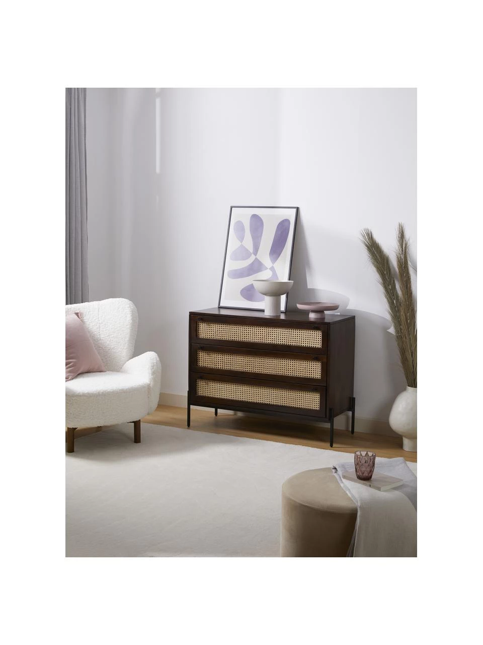 Westwing Collection Schubladenkommode Vienna mit Wiener Geflecht in Dunkelbraun, B 105 x H 78 cm 2 Westwing Collection Schubladenkommode Vienna mit Wiener Geflecht in Dunkelbraun, B 105 x H 78 cm – Bild 2