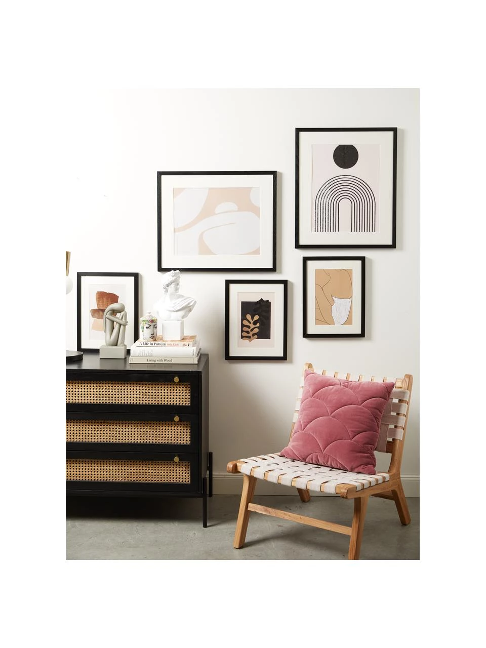 Westwing Collection Schubladenkommode Vienna mit Wiener Geflecht in Schwarz, B 105 x H 78 cm 4 Westwing Collection Schubladenkommode Vienna mit Wiener Geflecht in Schwarz, B 105 x H 78 cm – Bild 4