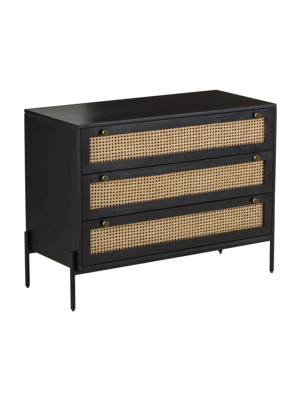 Westwing Collection Schubladenkommode Vienna mit Wiener Geflecht in Schwarz, B 105 x H 78 cm 1 Westwing Collection Schubladenkommode Vienna mit Wiener Geflecht in Schwarz, B 105 x H 78 cm