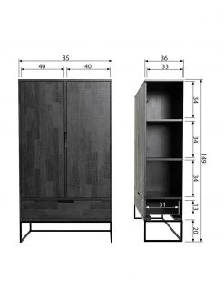 Schwarzes Highboard Silas aus Holz, B 85 x H 149 cm -Schlafzimmer Verkäufe 2022 Schwarzes Highboard Silas aus Holz 4