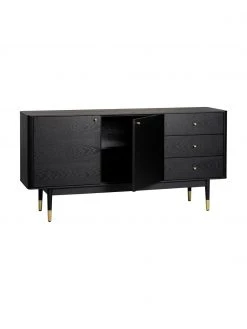 Rowico Schwarzes Sideboard Fenwood mit Schubladen mit Eichenholzfurnier, B 160 x H 79 cm -Schlafzimmer Verkäufe 2022 Schwarzes Sideboard Fenwood mit Schubladen mit Eichenholzfurnier 4