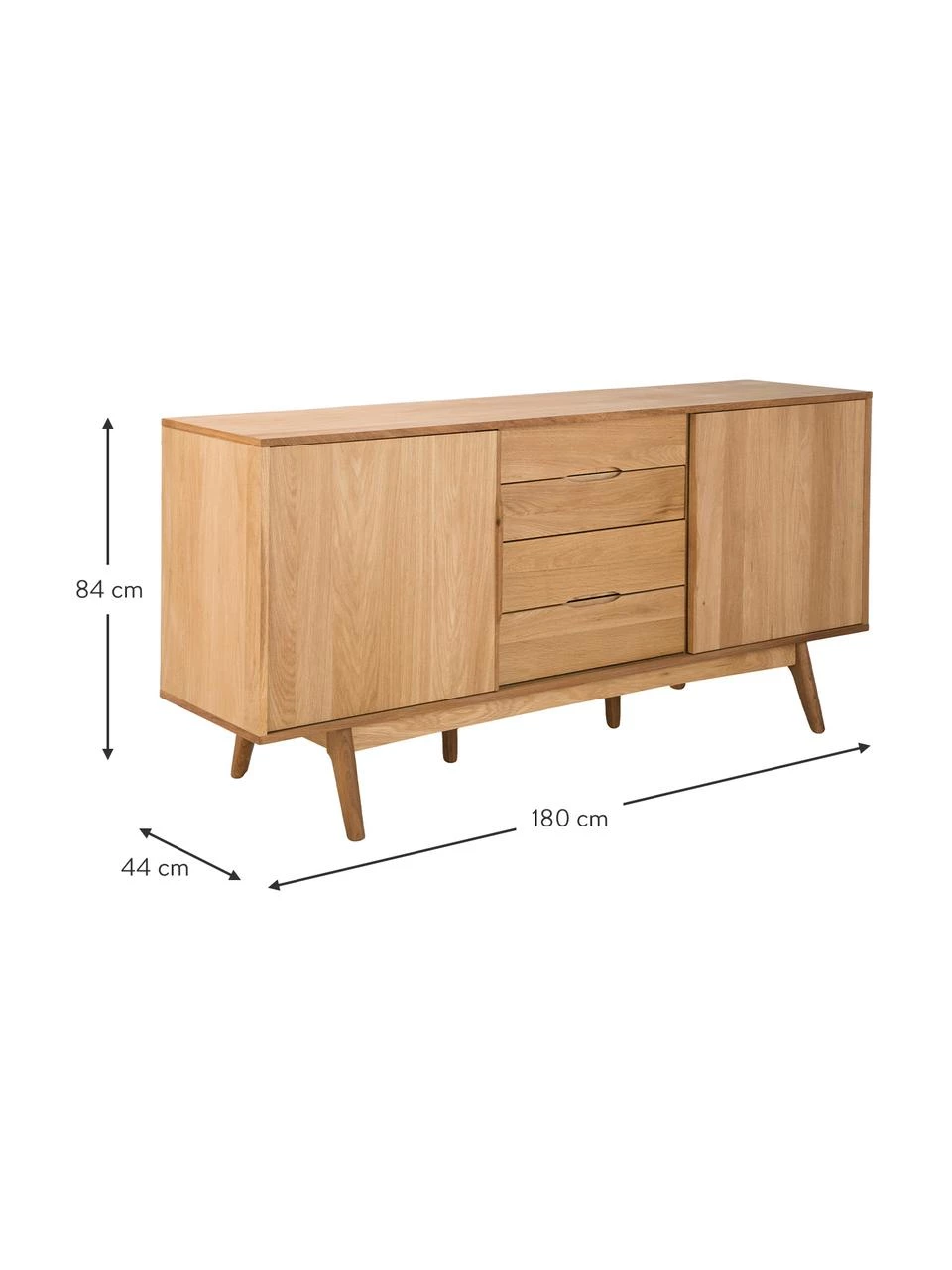 Sideboard Bettina mit Schubladen und Eichenholzfurnier, B 180 x H 84 cm 3 Sideboard Bettina mit Schubladen und Eichenholzfurnier, B 180 x H 84 cm – Bild 3