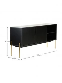 Westwing Collection Sideboard Jesper mit T&uuml;ren in Schwarz, B 160 x H 80 cm -Schlafzimmer Verkäufe 2022 Sideboard Jesper mit Turen in Schwarz 2