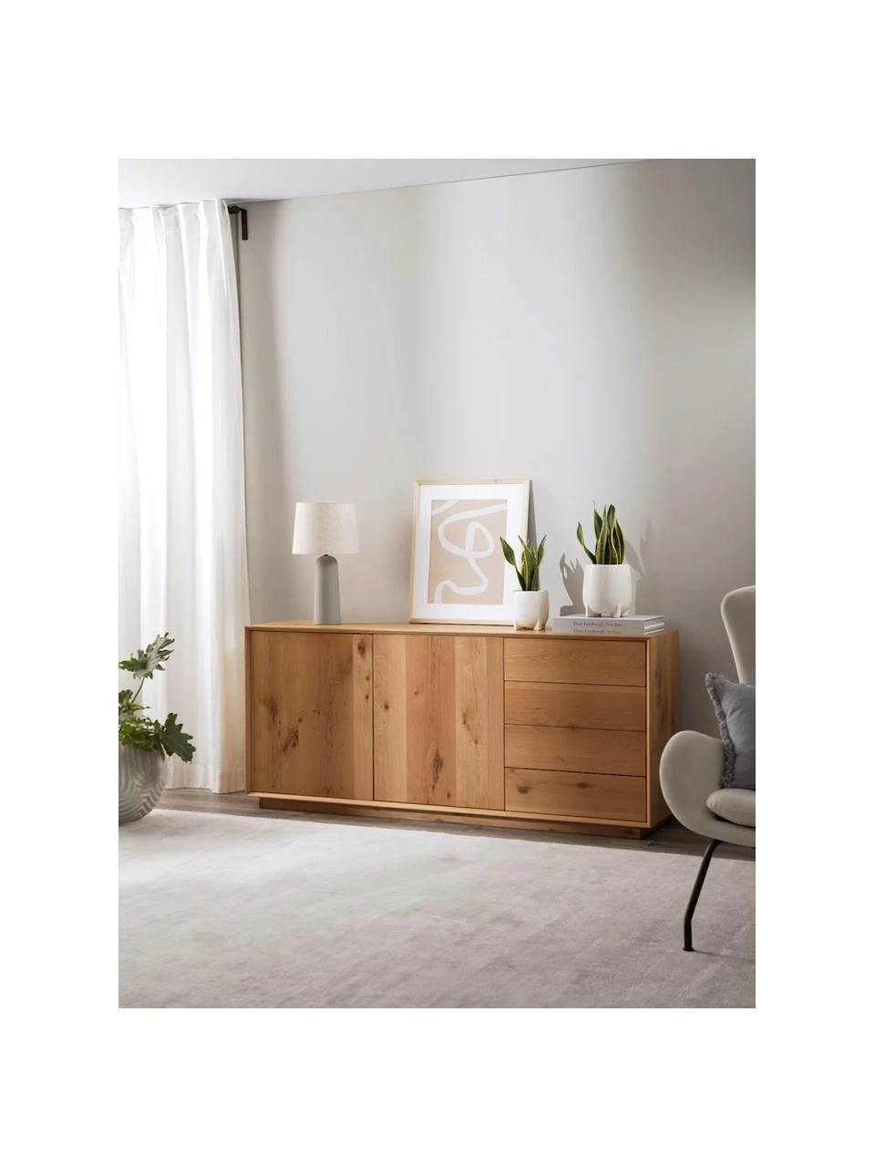 Westwing Collection Sideboard Noel aus Eschenholzfurnier, B 180 x H 79 cm 2 Westwing Collection Sideboard Noel aus Eschenholzfurnier, B 180 x H 79 cm – Bild 2