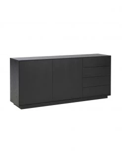 Westwing Collection Sideboard Noel aus Eschenholzfurnier in Schwarz, B 180 x H 79 cm