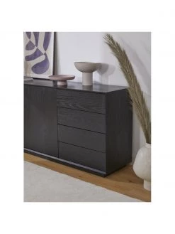 Westwing Collection Sideboard Noel aus Eschenholzfurnier in Schwarz, B 180 x H 79 cm -Schlafzimmer Verkäufe 2022 Sideboard Noel aus Eschenholzfurnier in Schwarz 3