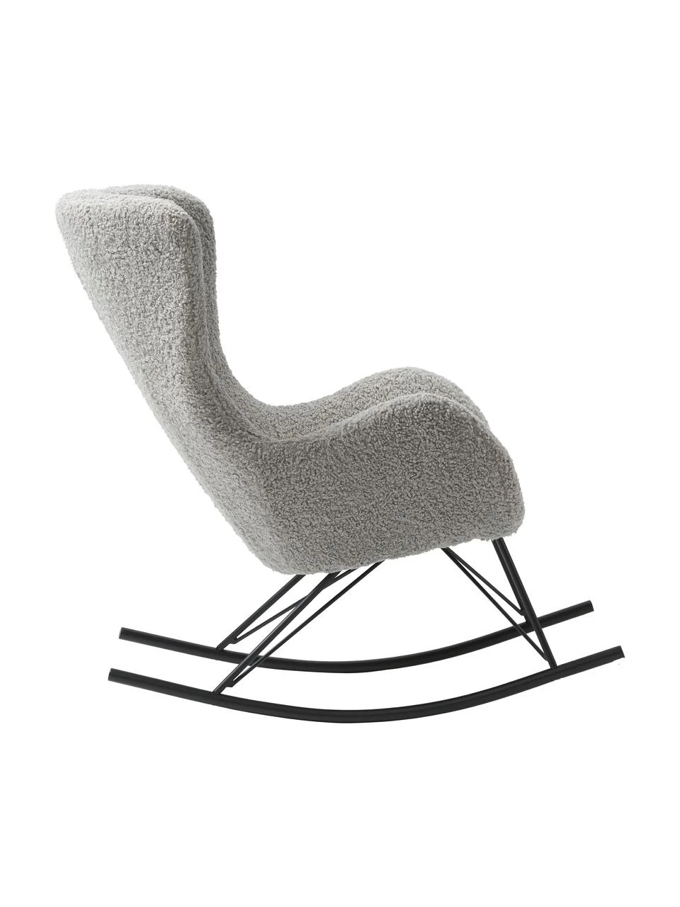Westwing Collection Teddy-Schaukelstuhl Wing in Grau mit Metall-Füßen, B 77 x H 109 cm 5 Westwing Collection Teddy-Schaukelstuhl Wing in Grau mit Metall-Füßen, B 77 x H 109 cm – Bild 5