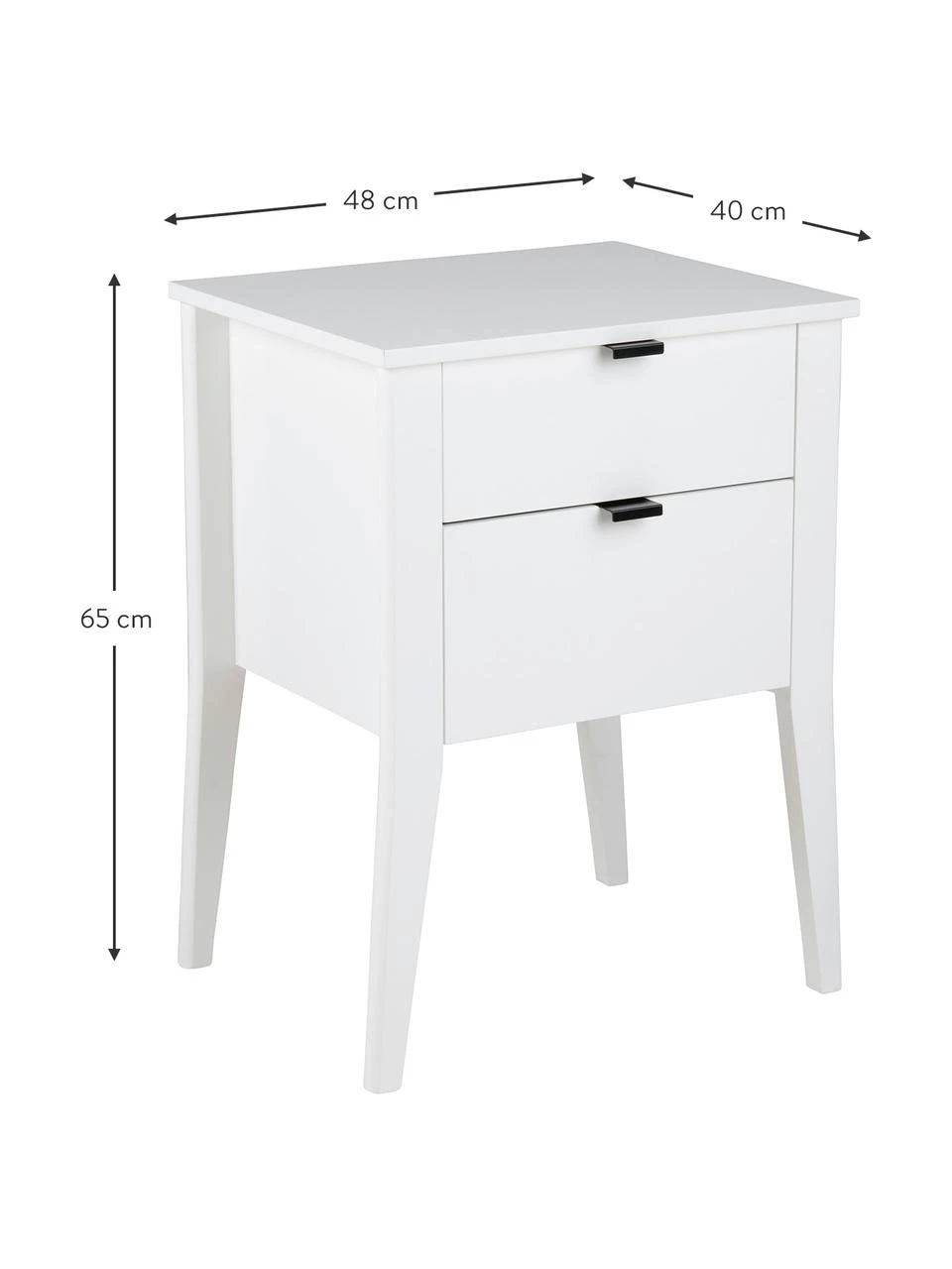 Weißer Nachttisch Sleepy mit Schubladen, B 48 x H 65 cm 4 Weißer Nachttisch Sleepy mit Schubladen, B 48 x H 65 cm – Bild 4