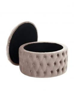 Westwing Collection XL Samt-Hocker Chiara mit Stauraum in Beige, Ø 70 x H 42 cm 10 Westwing Collection XL Samt-Hocker Chiara mit Stauraum in Beige, Ø 70 x H 42 cm -Schlafzimmer Verkäufe 2022 XL Samt Hocker Chiara mit Stauraum in Beige 4